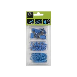 Exacompta Iderama - Kit de 58 attaches (pince-notes, trombones et punaises) - bleu clair