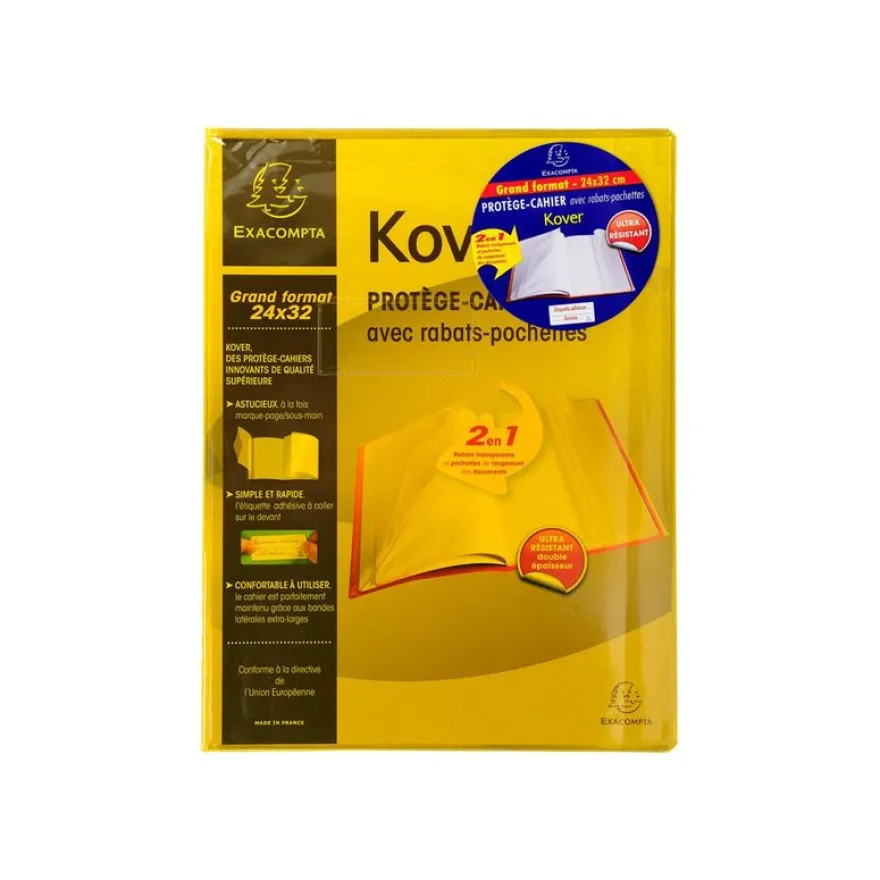 Exacompta Kover - Protège cahier avec rabats-pochettes - 24 x 32 cm - Disponible dans différentes couleurs translucides