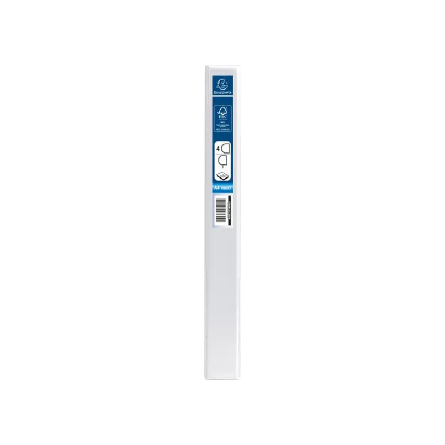 Exacompta Kreacover - Classeur à anneaux personnalisable - Dos 38 mm - A4 Maxi - pour 100 feuilles - blanc - 2 pochettes extérieures