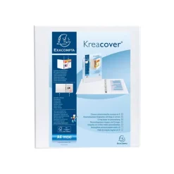 Exacompta Kreacover - Classeur à anneaux personnalisable - Dos 40 mm - A4 Maxi - pour 225 feuilles - blanc - 2 pochettes extérieures