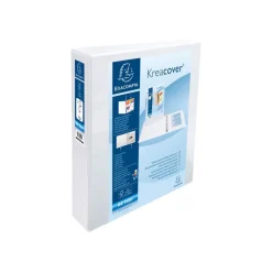 Exacompta Kreacover - Classeur à anneaux personnalisable - Dos 40 mm - A4 Maxi - pour 225 feuilles - blanc - 2 pochettes extérieures