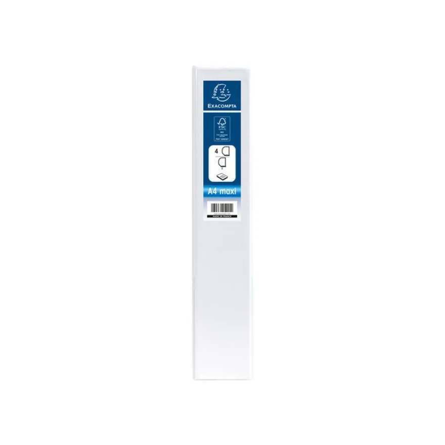 Exacompta Kreacover - Classeur à anneaux personnalisable - Dos 40 mm - A4 Maxi - pour 225 feuilles - blanc - 2 pochettes extérieures