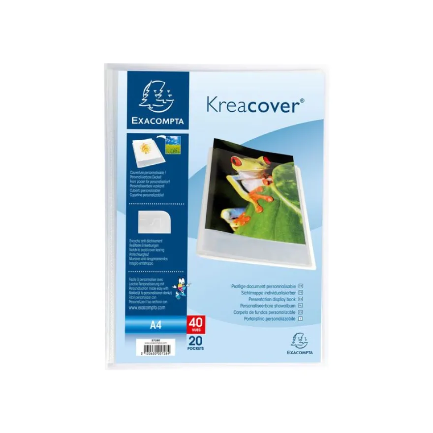 Exacompta KreaCover - Porte vues personnalisable - 40 vues - A4 - cristal