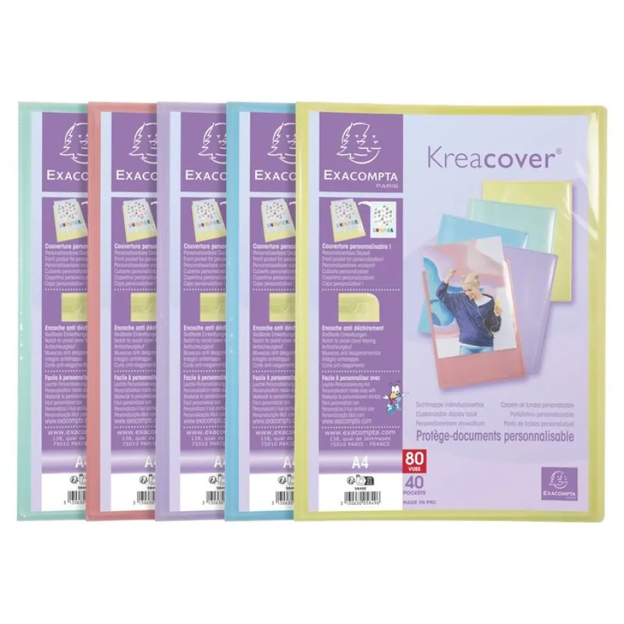 Exacompta Kreacover Pastel - Porte vues personnalisable - 80 vues - A4 - disponible dans différentes couleurs