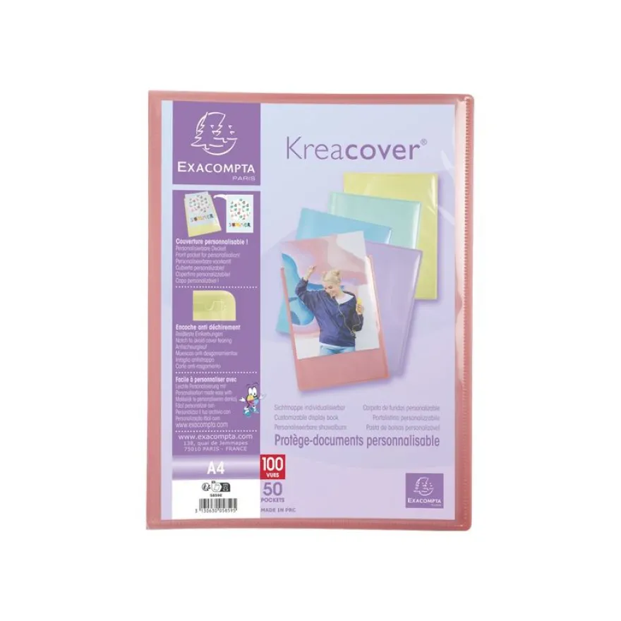 Exacompta Kreacover Pastel - Porte vues personnalisable - 100 vues - A4 - disponible dans différentes couleurs