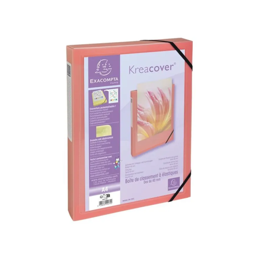 Exacompta Kreacover Pastel - Boîte de classement personnalisable - dos 40 mm - disponible dans différentes couleurs pastels