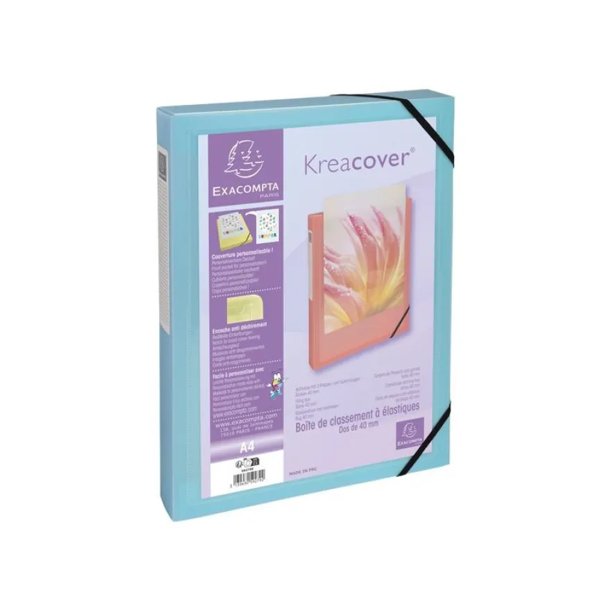 Exacompta Kreacover Pastel - Boîte de classement personnalisable - dos 40 mm - disponible dans différentes couleurs pastels