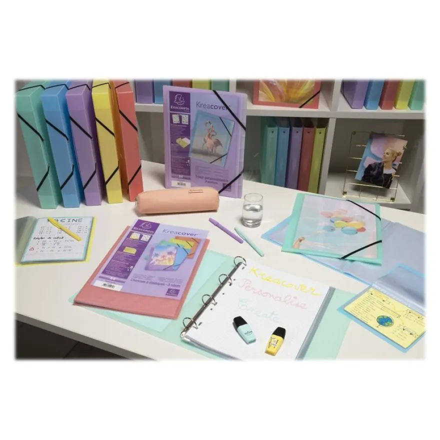 Exacompta Kreacover Pastel - Boîte de classement personnalisable - dos 40 mm - disponible dans différentes couleurs pastels