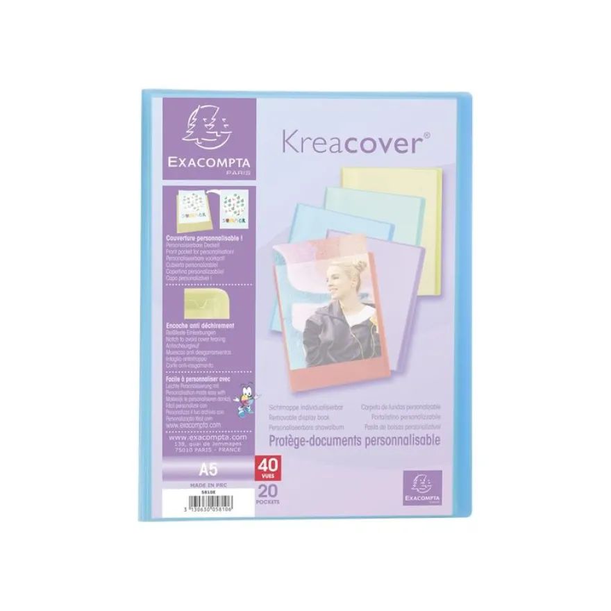 Exacompta Kreacover Pastel - Porte vues personnalisable - 40 vues - A5 - disponible dans différentes couleurs