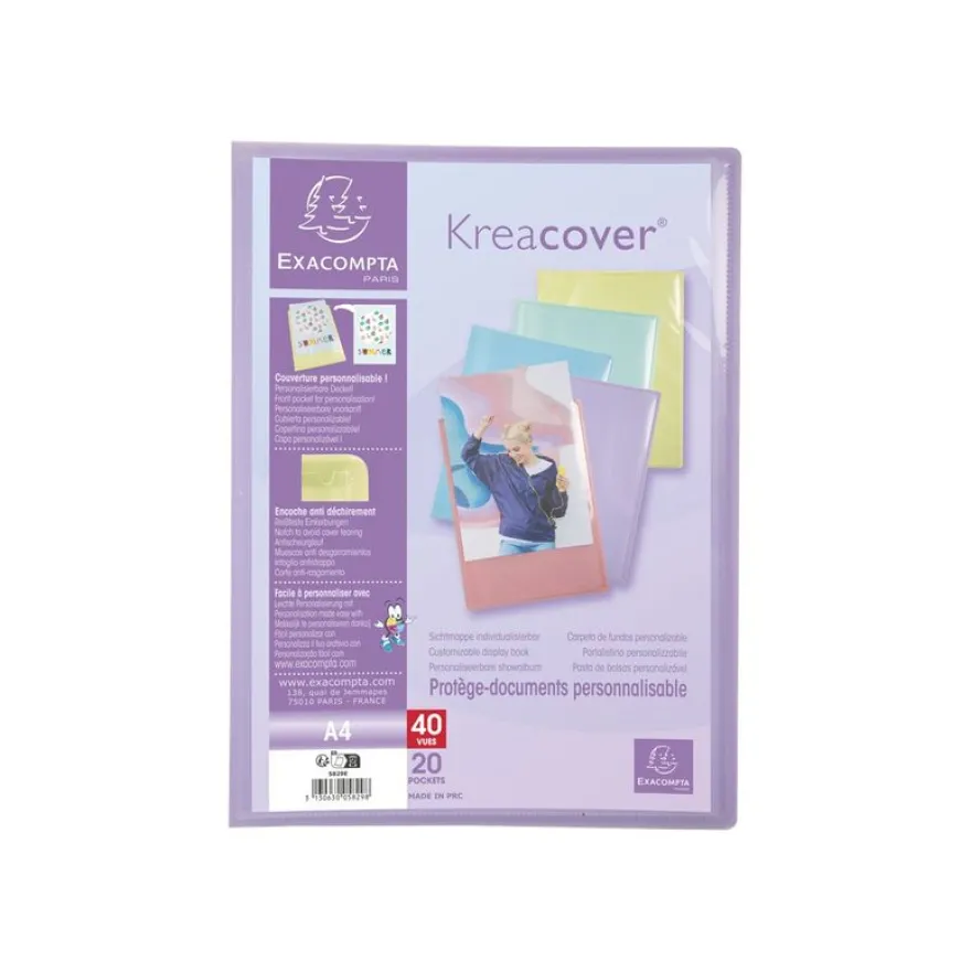 Exacompta Kreacover Pastel - Porte vues personnalisable - 40 vues - A4 - disponible dans différentes couleurs