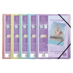 Exacompta Kreacover Pastel - Trieur polypro 8 positions A4 personnalisable - avec 3 rabats - disponible en différents coloris