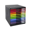 Exacompta Modulo Iderama - Module de classement 10 tiroirs - A4+ - noir/arlequin