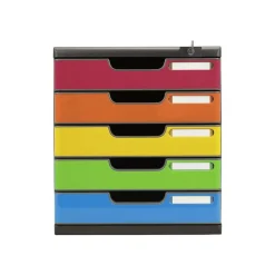 Exacompta Modulo Iderama - Module de classement 5 tiroirs - A4+ - noir/arlequin