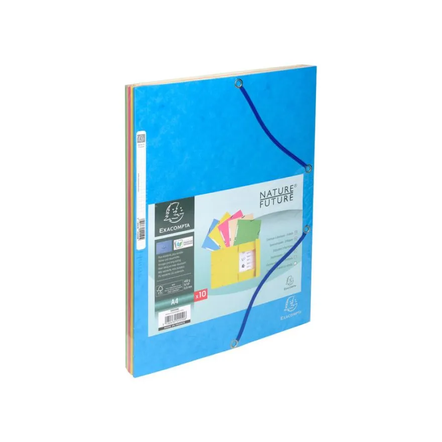 Exacompta Nature Future - 10 Chemises à 3 rabats - A4 - pour 250 feuilles - couleurs pastels assorties