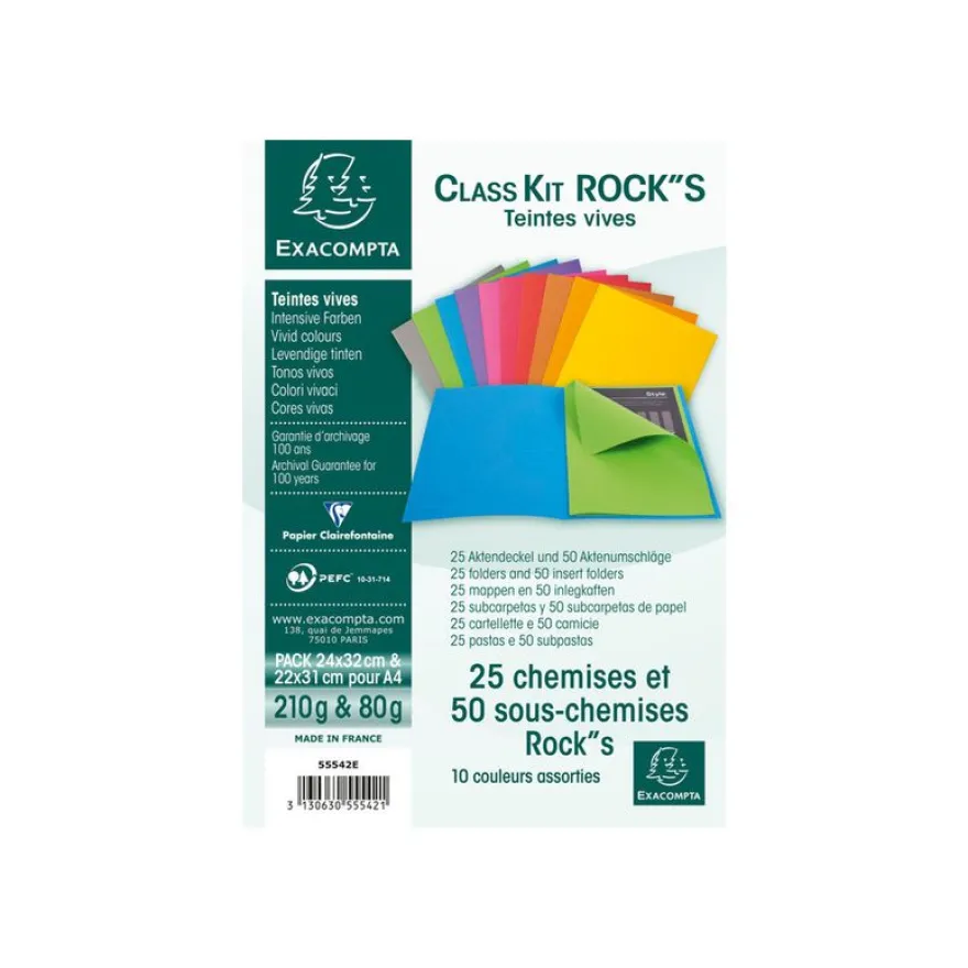 Exacompta Nature Future - 25 Chemises + 50 sous-Chemises - 210 + 80 gr - couleurs assorties
