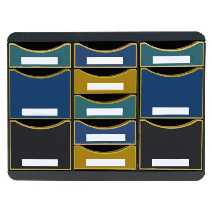 Exacompta Neo Deco - Module de classement 11 tiroirs - noir/multicolore