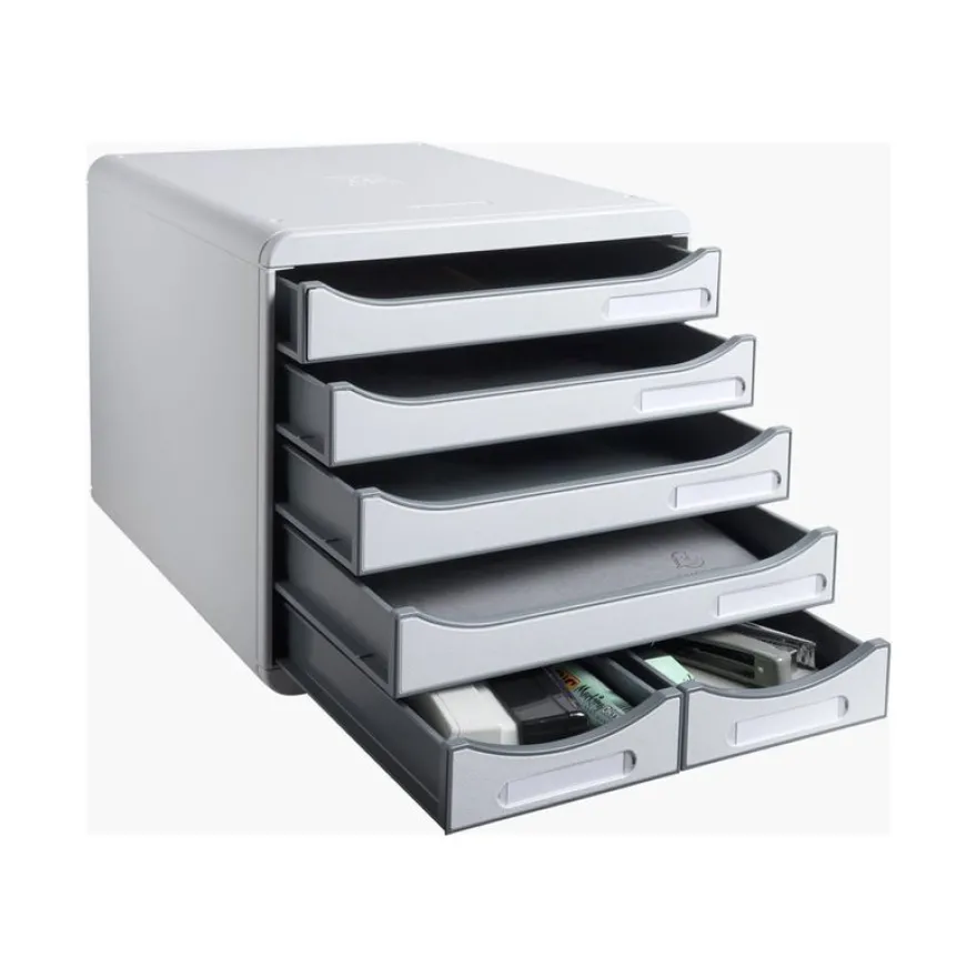 Exacompta Office Big Box - Module de classement 6 tiroirs - gris clair