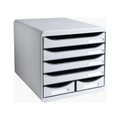 Exacompta Office Big Box - Module de classement 6 tiroirs - gris clair