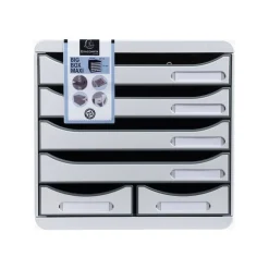 Exacompta Office Big Box - Module de classement 6 tiroirs - gris clair