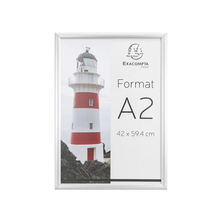 Exacompta Office cadre - Cadre mural clipsable pour A2 - aluminium/cristal