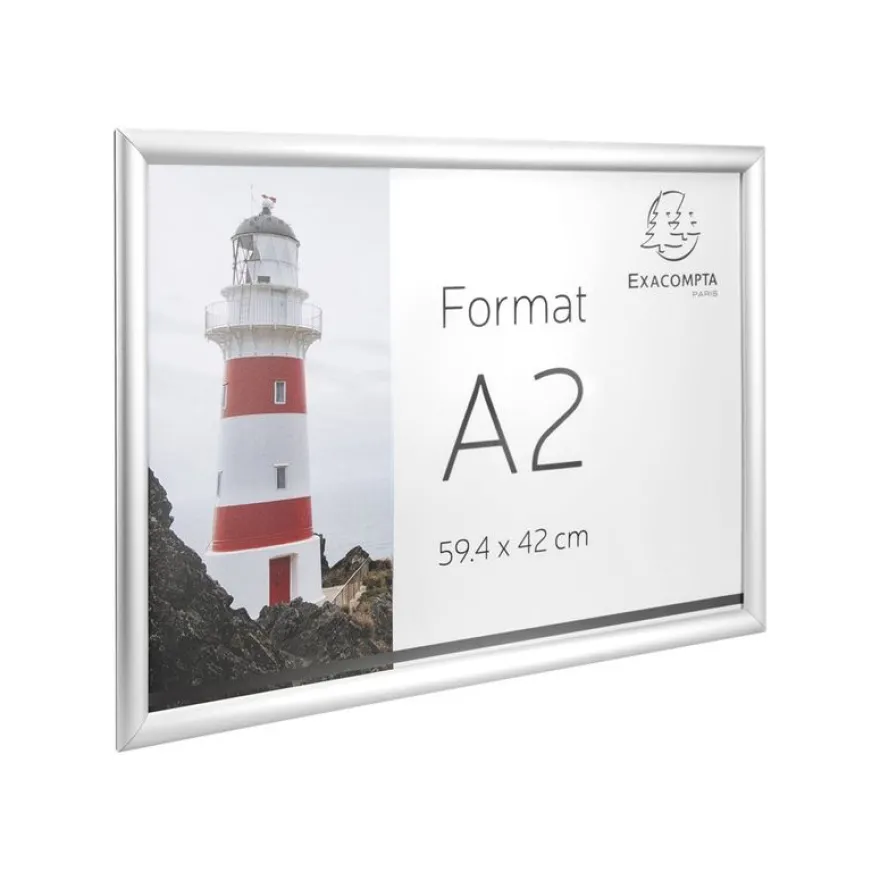 Exacompta Office cadre - Cadre mural clipsable pour A2 - aluminium/cristal