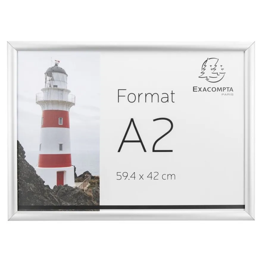 Exacompta Office cadre - Cadre mural clipsable pour A2 - aluminium/cristal