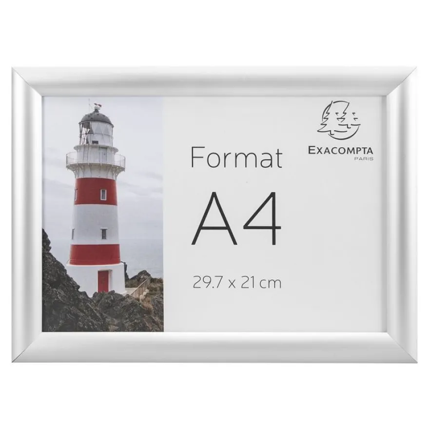 Exacompta Office cadre - Cadre mural clipsable pour A4 - aluminium/cristal