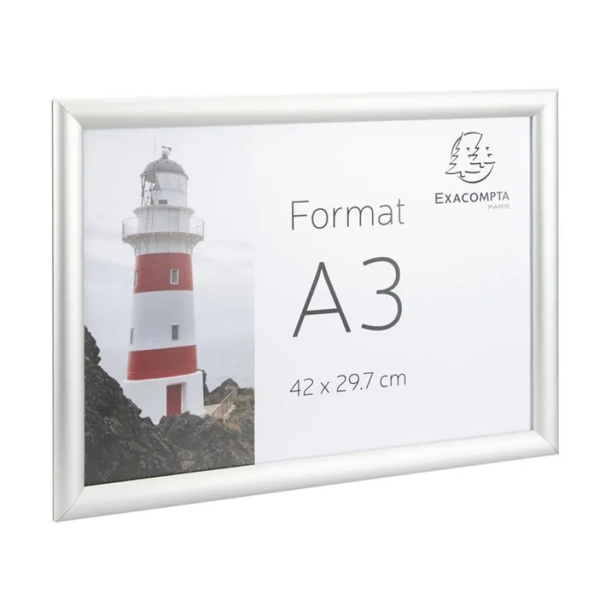 Exacompta Office cadre - Cadre mural clipsable pour A3 - aluminium/cristal