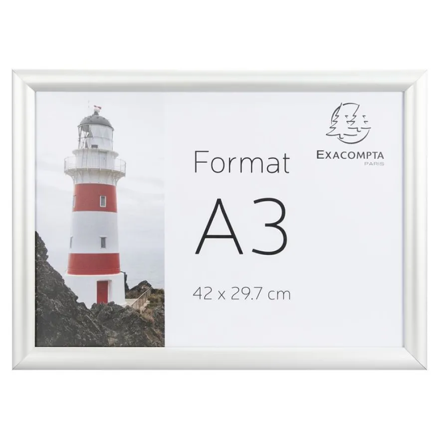 Exacompta Office cadre - Cadre mural clipsable pour A3 - aluminium/cristal