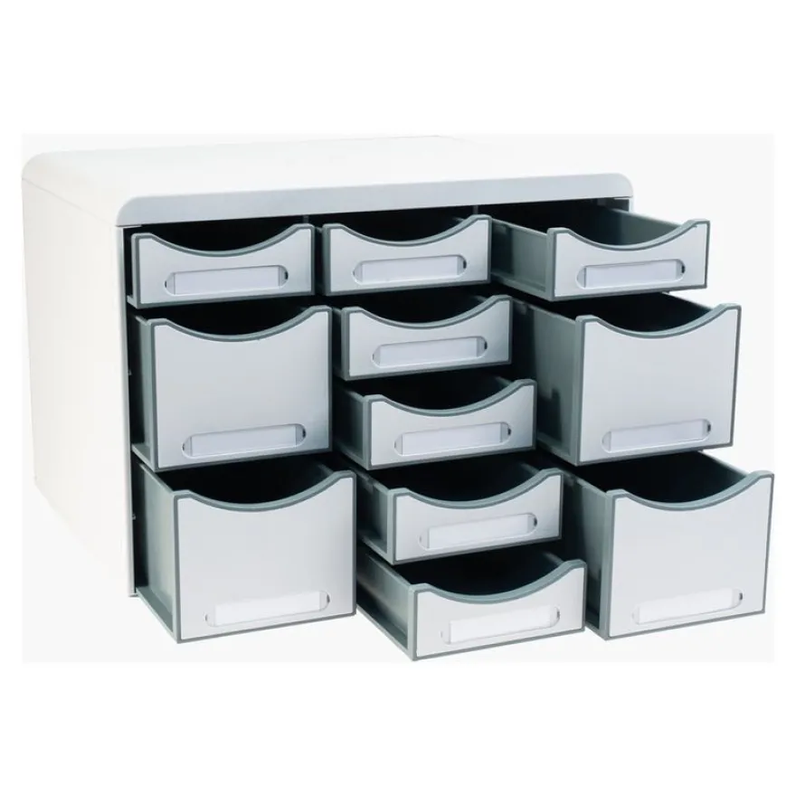 Exacompta Office Store-Box Multi - Module de classement 11 tiroirs - gris clair