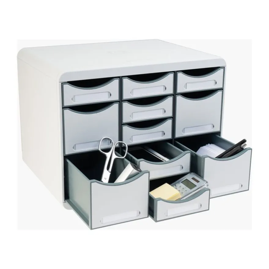 Exacompta Office Store-Box Multi - Module de classement 11 tiroirs - gris clair