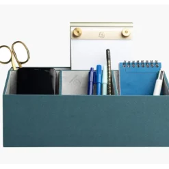 Exacompta OfficeByMe - Organiseur de bureau 4 compartiments - bleu canard