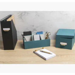 Exacompta OfficeByMe - Organiseur de bureau 4 compartiments - bleu canard