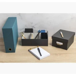 Exacompta OfficeByMe - Organiseur de bureau 4 compartiments - noir