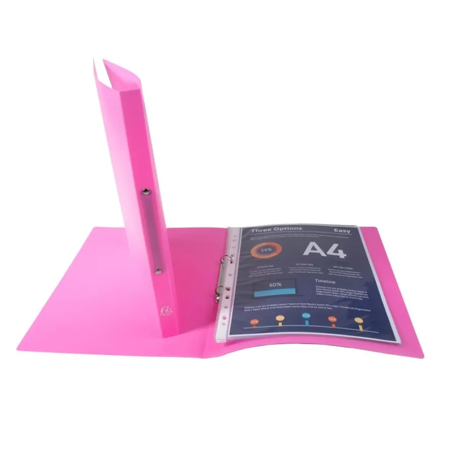 Exacompta OpaK -Classeur souple A4 rose – 2 anneaux 15 mm - polypropylène - capacité 140 feuilles
