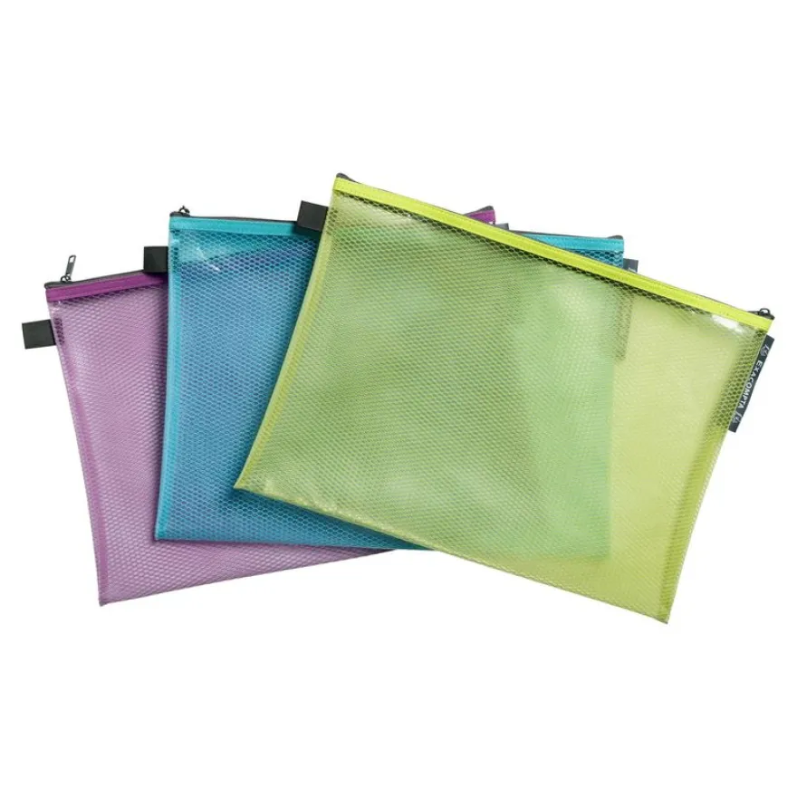 Exacompta Pop'N Co - Pochette à fermeture éclair - pour A4 (210 x 297 mm) - citron vert, cyan, lilas