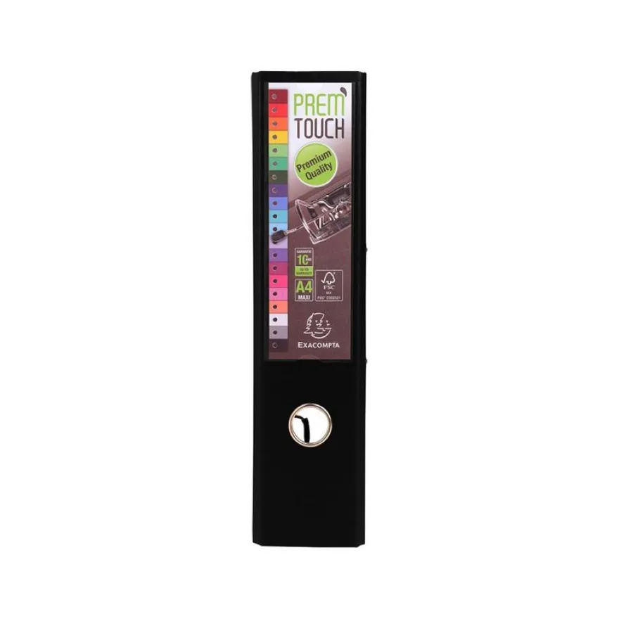 Exacompta Prem'Touch - Classeur à levier - Dos 80 mm - A4 Maxi - pour 715 feuilles - noir
