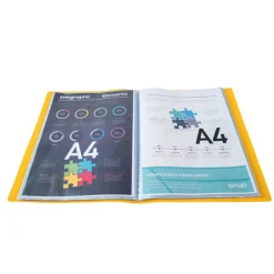 Exacompta Protège-documents A4 Jaune 120 Vues – Polypropylène Souple Opak – Porte-vues Résistant pour Classement