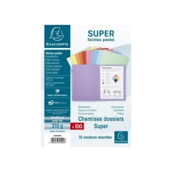 Exacompta Super 210 - 100 Chemises - 210 gr - couleurs assorties