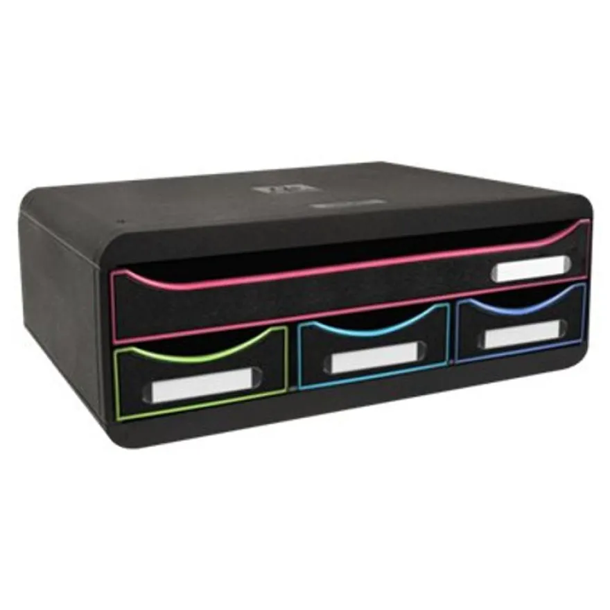 Exacompta Toolbox - Module de classement 4 tiroirs - noir/arlequin