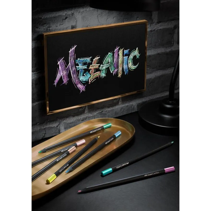 Faber Castell - 12 crayons de couleur - Black Edition Metallic
