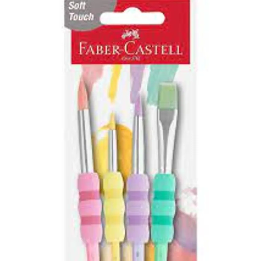 Faber Castell - Pack de 4 pinceaux de taille différente - soft touch - couleurs assorties