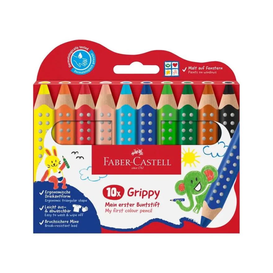 Faber-Castell - Grippy - 10 crayons couleur