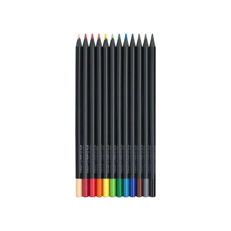 Faber-Castell Black Edition - 12 crayons de couleur - couleurs assorties