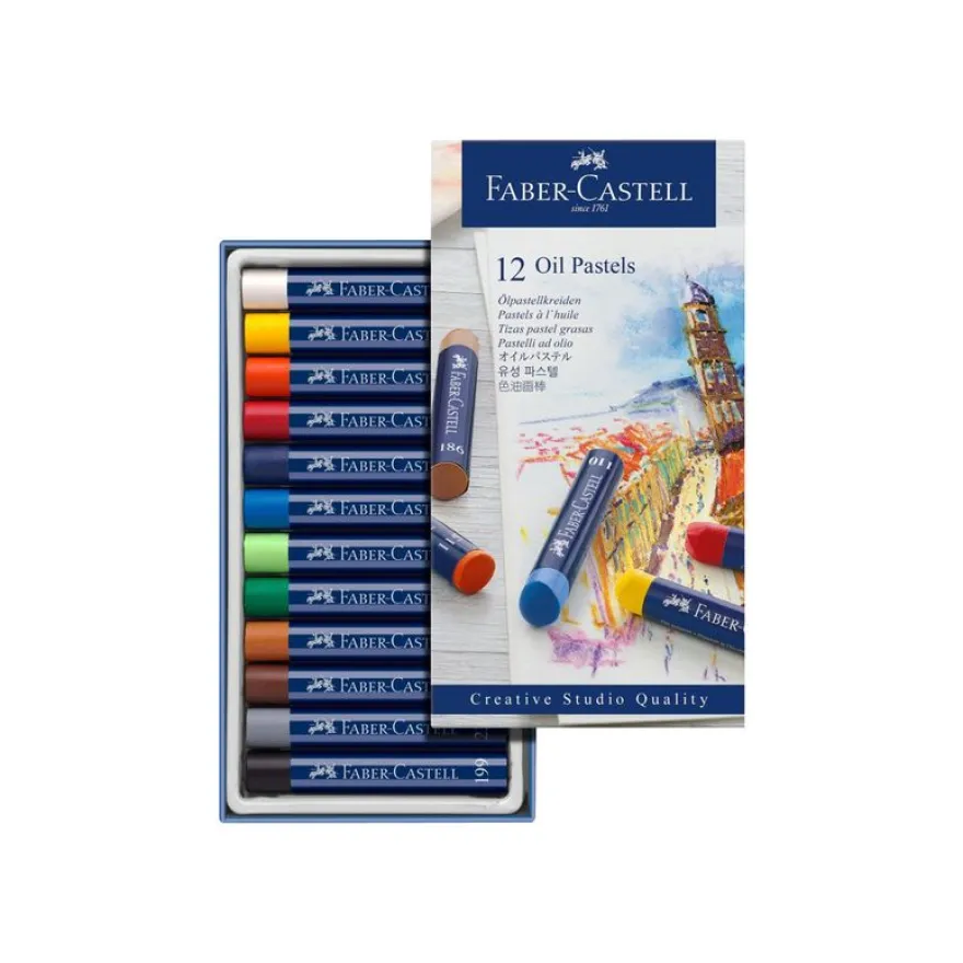 Faber-Castell Creative Studio - 12 pastels à l'huile - couleurs assorties