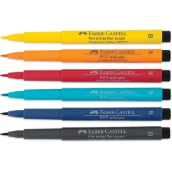 Faber-Castell Pitt Artist Pen Manga Shônen - 6 Feutres pinceaux à pointe souple à l'encre de Chine - couleurs assorties