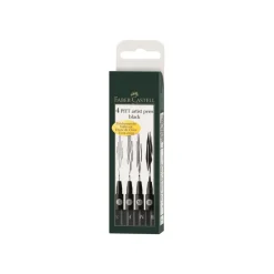 Faber-Castell Pitt Artist - Pack de 4 feutres (stylo-brosse et crayon fin) - noir