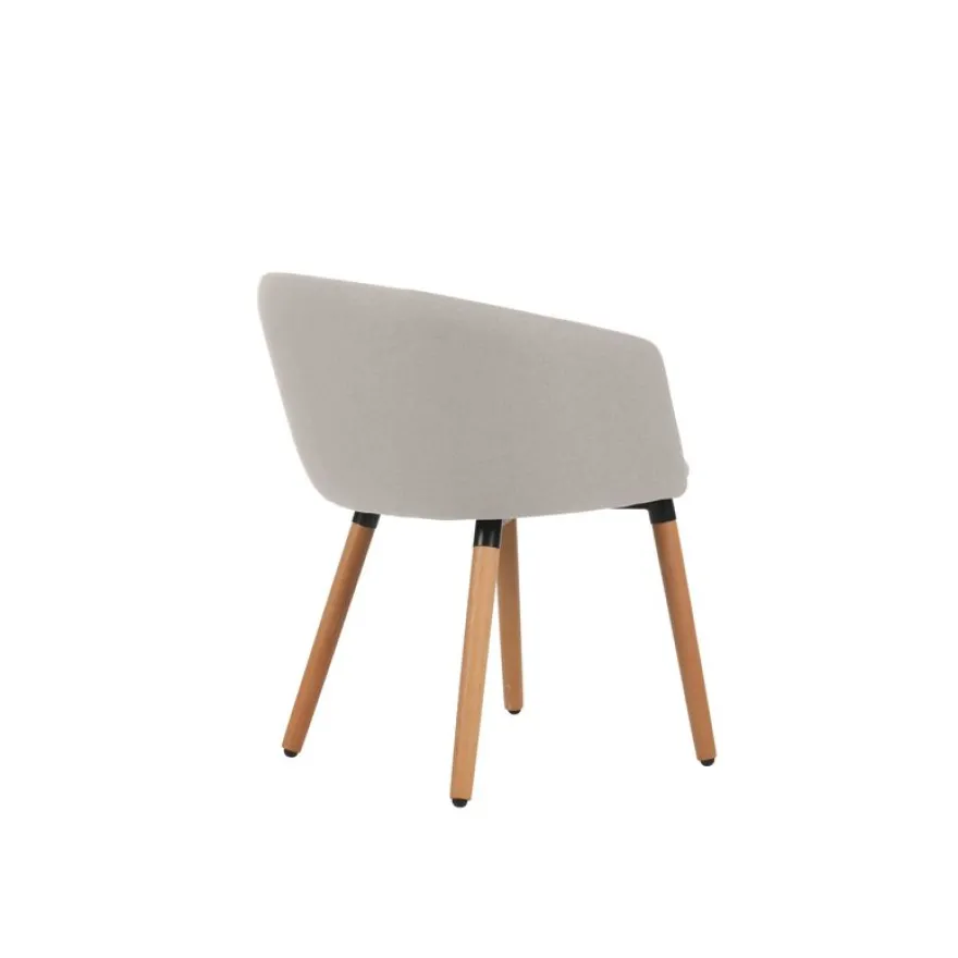 Fauteuil ARCO - Tissu non feu - 4 pieds bois - beige lin