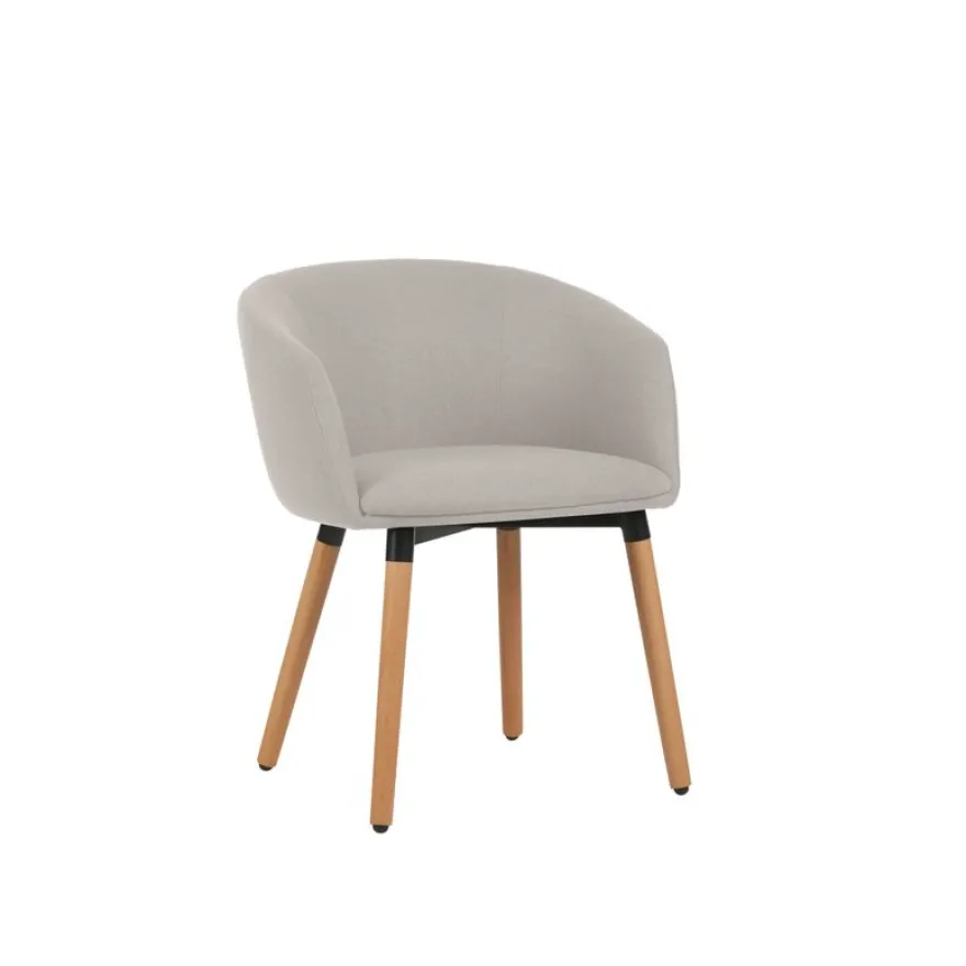 Fauteuil ARCO - Tissu non feu - 4 pieds bois - beige lin