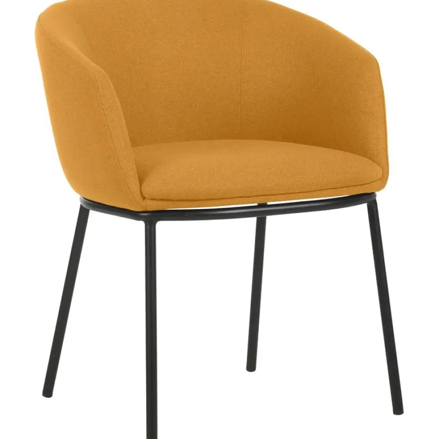 Fauteuil ARCO - Tissu non feu - 4 pieds métal - jaune safran
